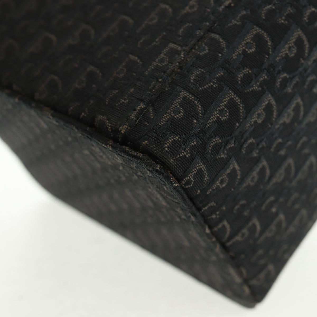 Christian Dior Trotter Canvas Vanity Hand Bag Black Silver Auth 163501V