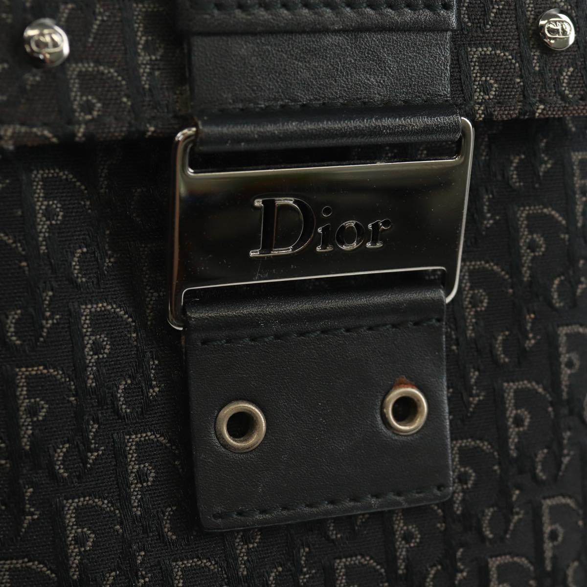 Christian Dior Trotter Canvas Vanity Hand Bag Black Silver Auth 163501V