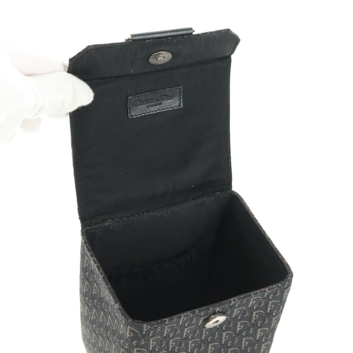 Christian Dior Trotter Canvas Vanity Hand Bag Black Silver Auth 163501V