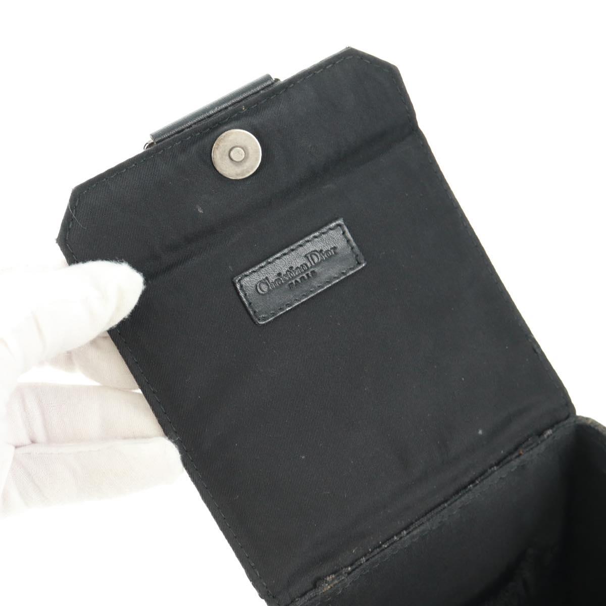 Christian Dior Trotter Canvas Vanity Hand Bag Black Silver Auth 163501V