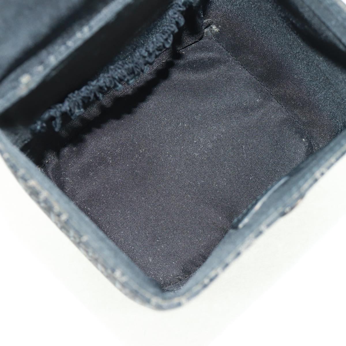 Christian Dior Trotter Canvas Vanity Hand Bag Black Silver Auth 163501V