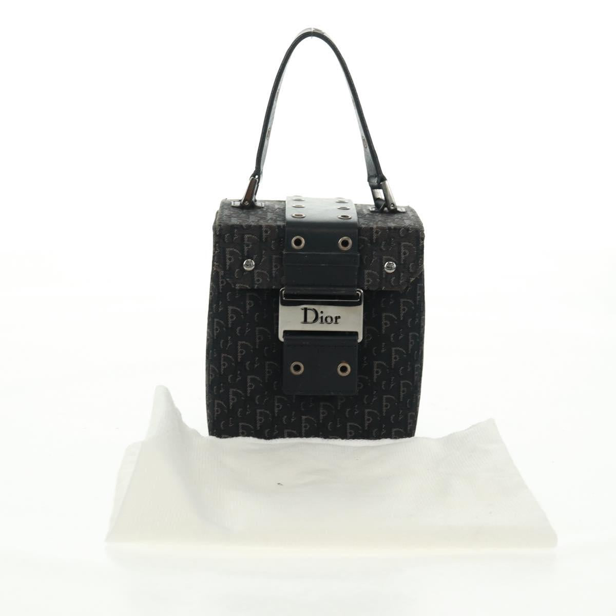 Christian Dior Trotter Canvas Vanity Hand Bag Black Silver Auth 163501V