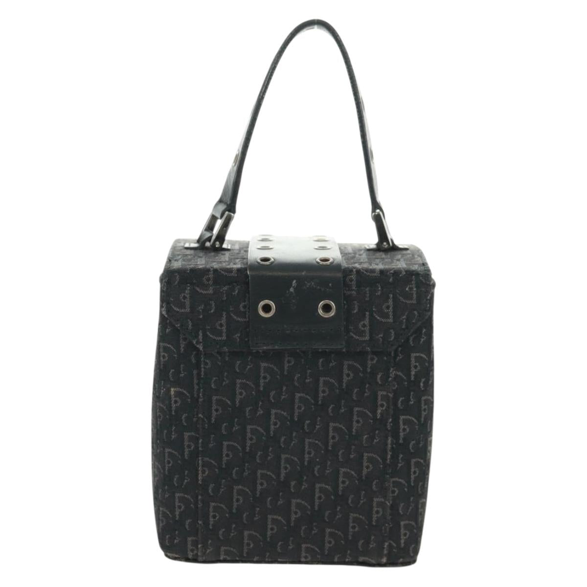 Christian Dior Trotter Canvas Vanity Hand Bag Black Silver Auth 163501V