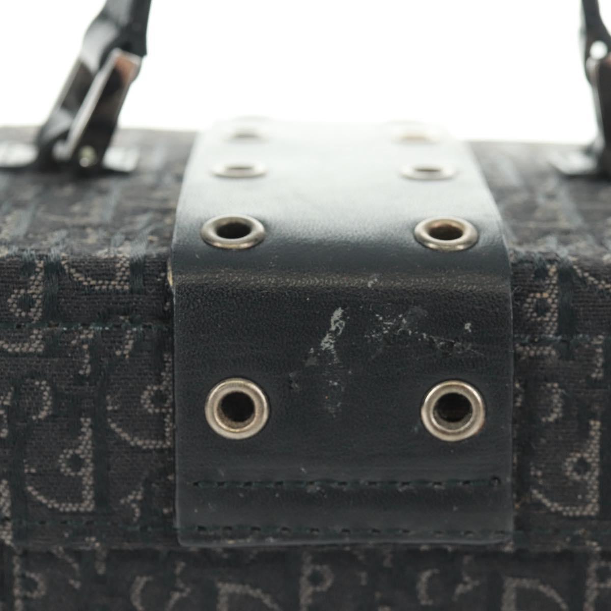 Christian Dior Trotter Canvas Vanity Hand Bag Black Silver Auth 163501V