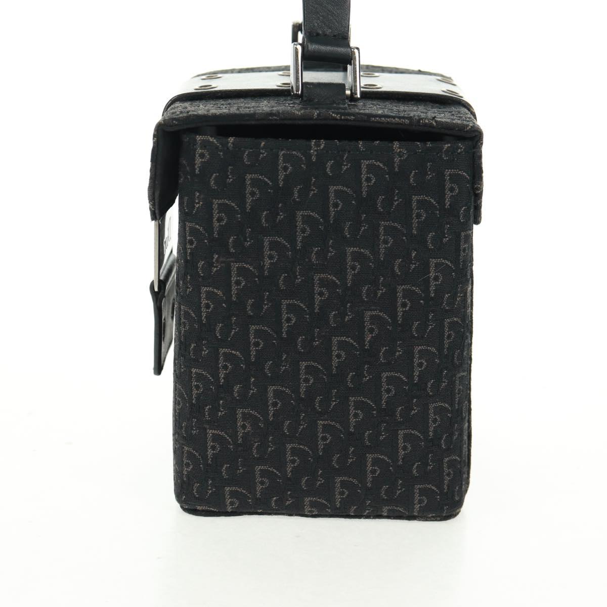 Christian Dior Trotter Canvas Vanity Hand Bag Black Silver Auth 163501V