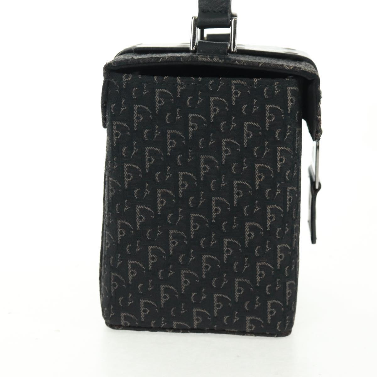 Christian Dior Trotter Canvas Vanity Hand Bag Black Silver Auth 163501V