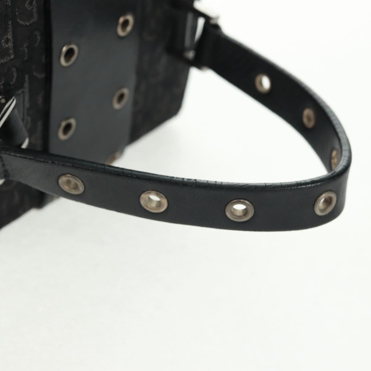 Christian Dior Trotter Canvas Vanity Hand Bag Black Silver Auth 163501V