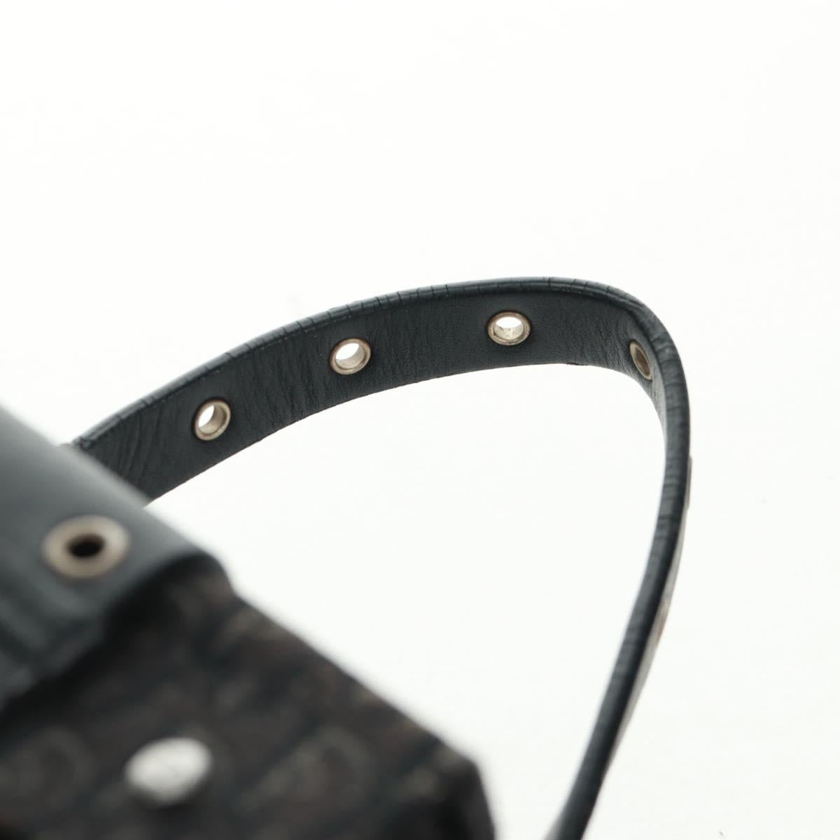 Christian Dior Trotter Canvas Vanity Hand Bag Black Silver Auth 163501V