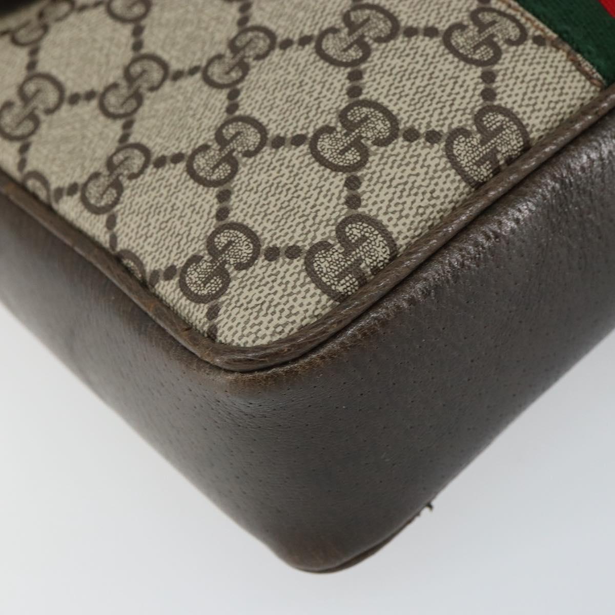 GUCCI GG Supreme Web Sherry Line Shoulder Bag PVC Beige Gold Auth 163502