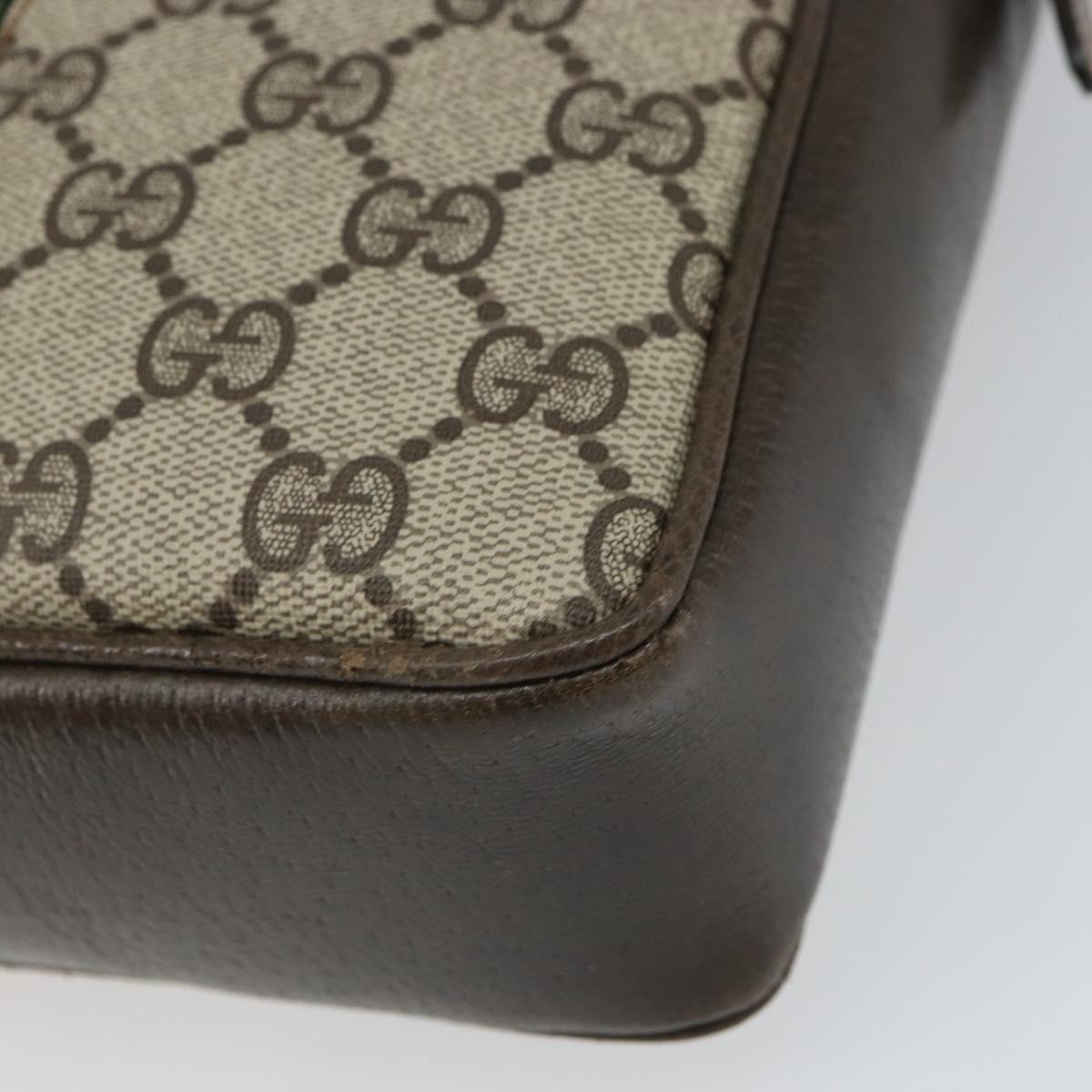 GUCCI GG Supreme Web Sherry Line Shoulder Bag PVC Beige Gold Auth 163502