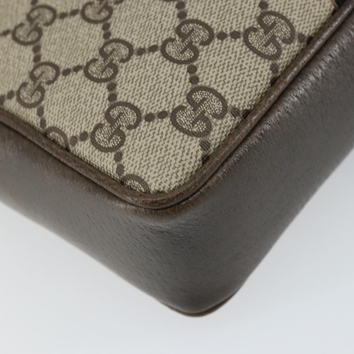 GUCCI GG Supreme Web Sherry Line Shoulder Bag PVC Beige Gold Auth 163502