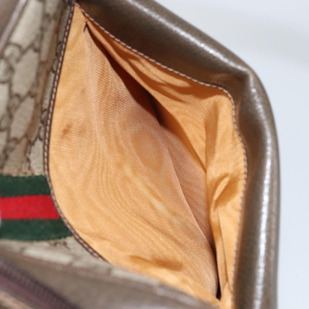 GUCCI GG Supreme Web Sherry Line Shoulder Bag PVC Beige Gold Auth 163502