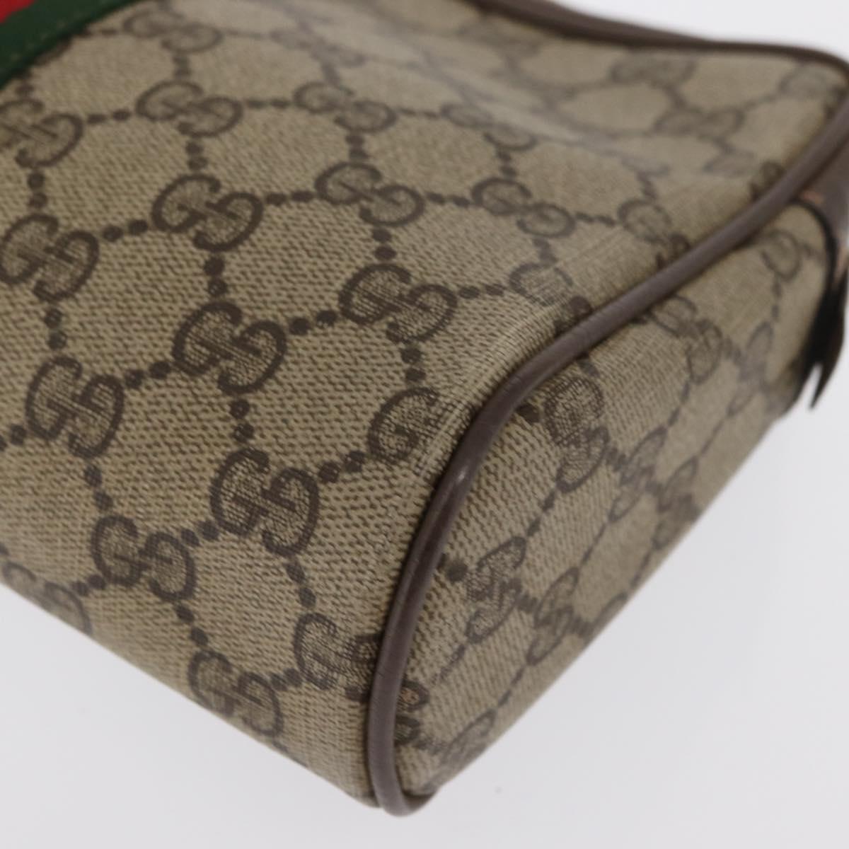 GUCCI GG Supreme Web Sherry Line Clutch Bag PVC Beige Gold 63 01 012 Auth 163504