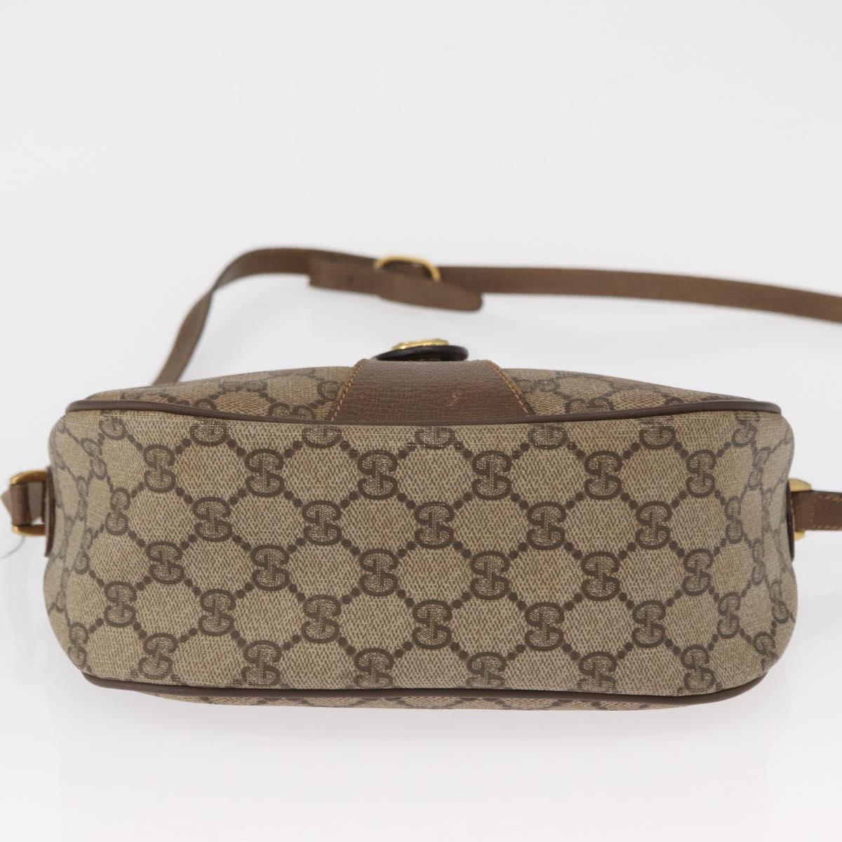 GUCCI GG Supreme Web Sherry Line Bag PVC Beige Gold 89 02 032 Auth 163510