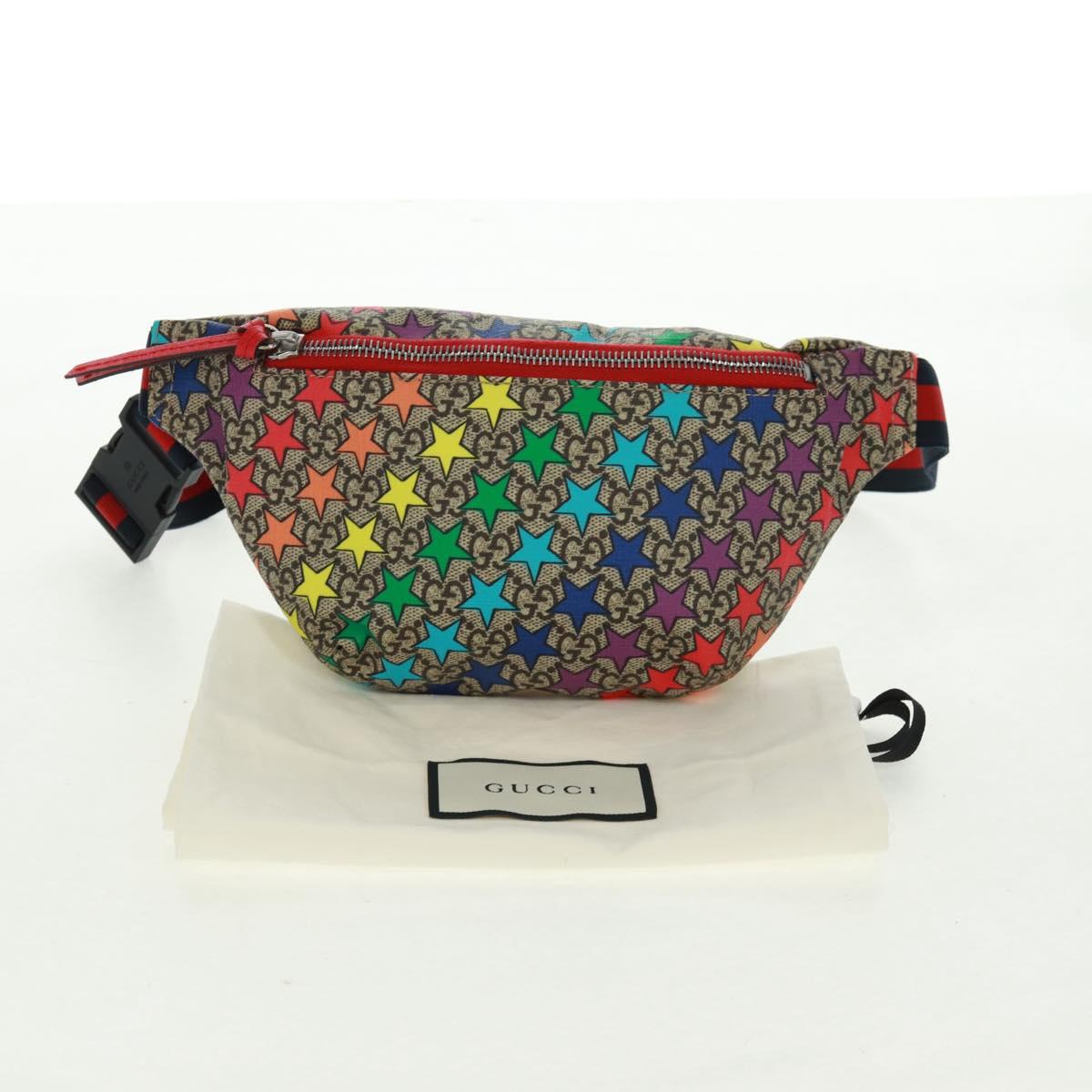 GUCCI Children GG Supreme Waist bag PVC Beige Silver 502095 Auth 163511V