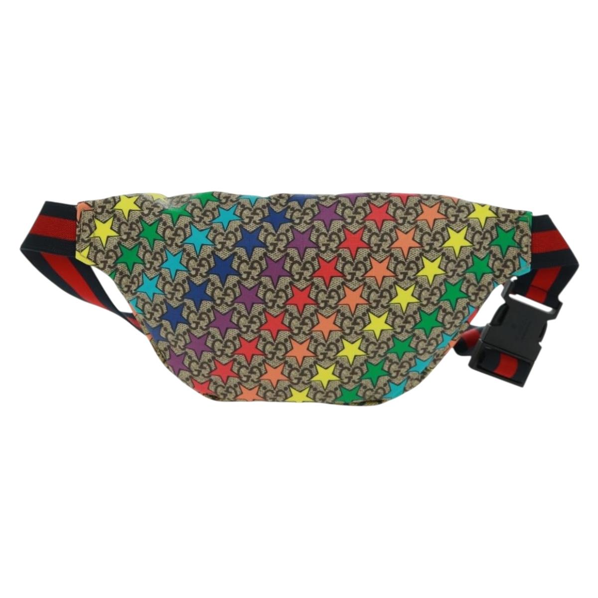 GUCCI Children GG Supreme Waist bag PVC Beige Silver 502095 Auth 163511V