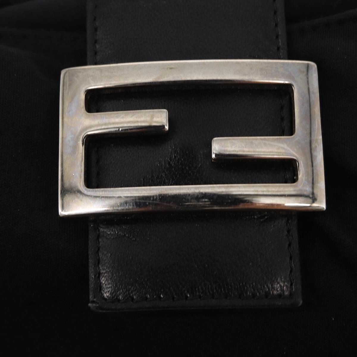 FENDI Mamma Baguette Shoulder Bag Nylon Black Silver Auth 163515
