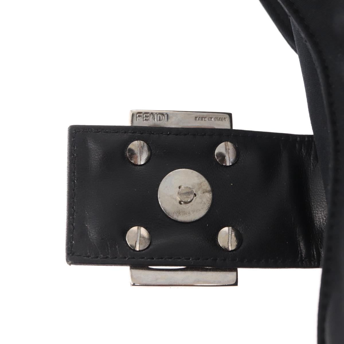 FENDI Mamma Baguette Shoulder Bag Nylon Black Silver Auth 163515