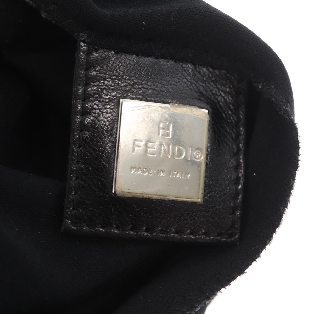 FENDI Mamma Baguette Shoulder Bag Nylon Black Silver Auth 163515