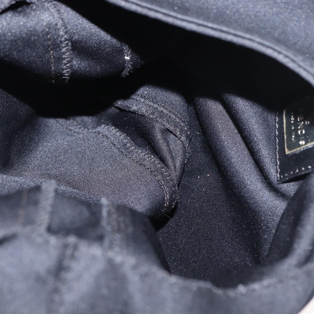 FENDI Mamma Baguette Shoulder Bag Nylon Black Silver Auth 163515