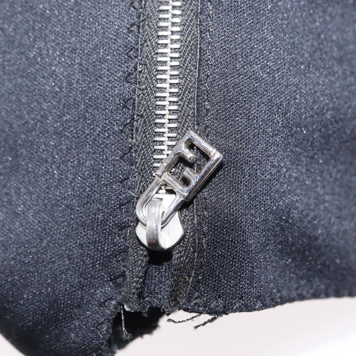 FENDI Mamma Baguette Shoulder Bag Nylon Black Silver Auth 163515