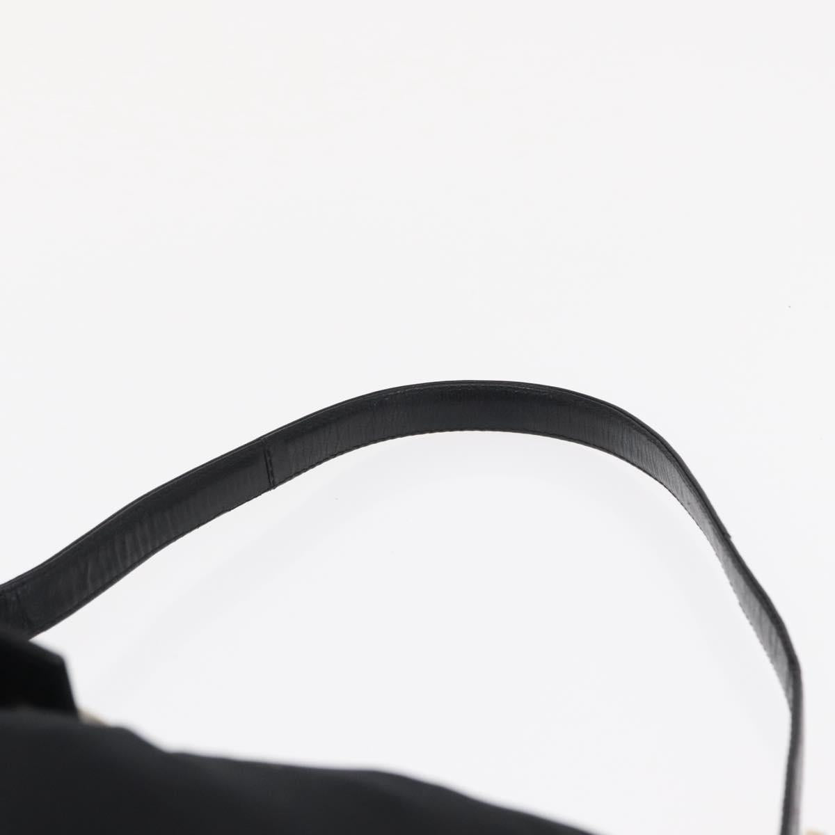 FENDI Mamma Baguette Shoulder Bag Nylon Black Silver Auth 163515