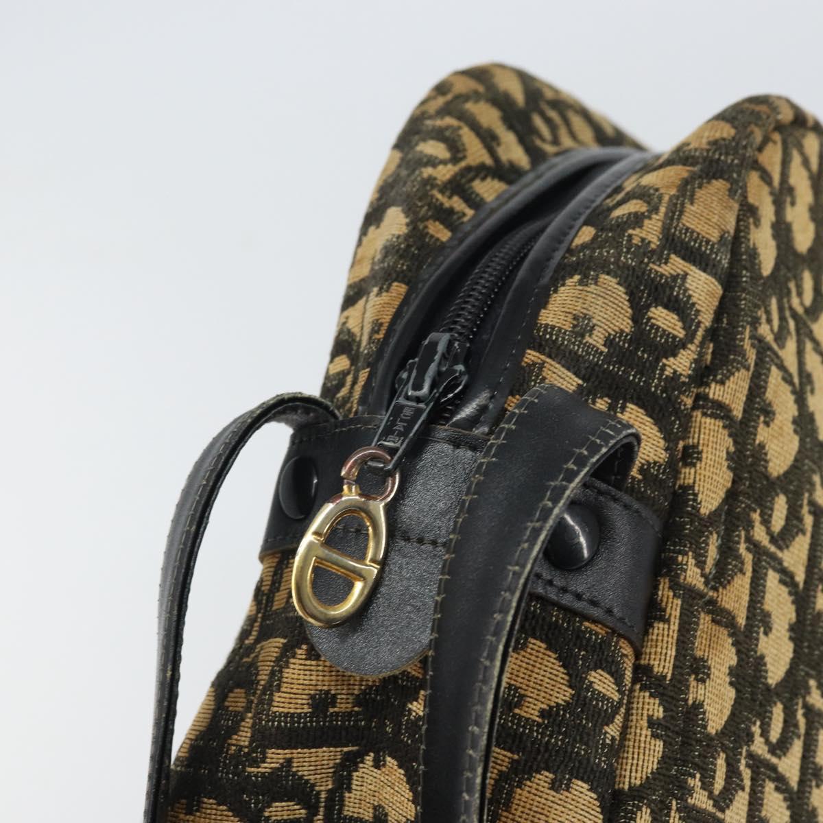 Christian Dior Trotter Canvas Shoulder Bag Black Gold Auth 163518