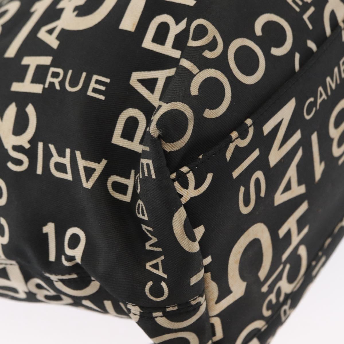 CHANEL By Sea Line Tote Bag Canvas Black Silver CC Auth 163519