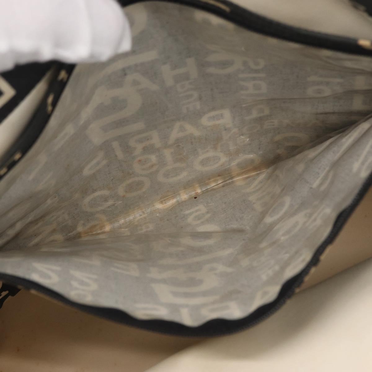 CHANEL By Sea Line Tote Bag Canvas Black Silver CC Auth 163519