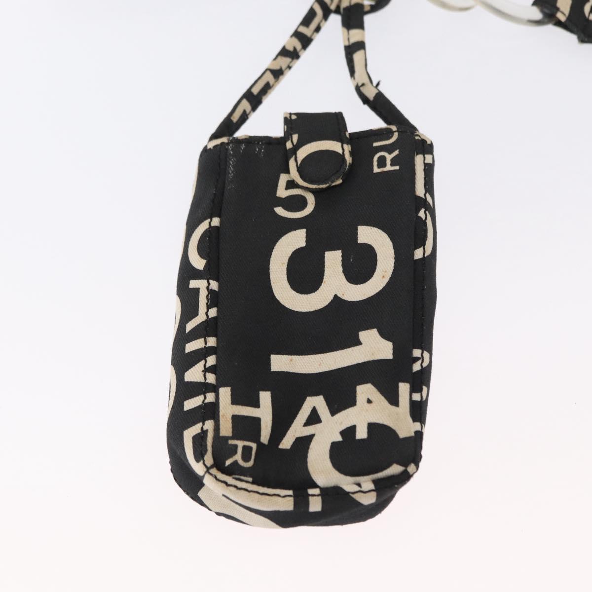 CHANEL By Sea Line Tote Bag Canvas Black Silver CC Auth 163519