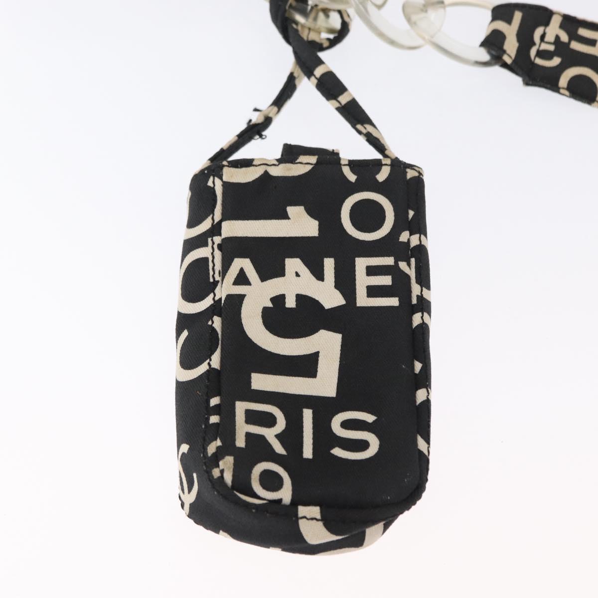 CHANEL By Sea Line Tote Bag Canvas Black Silver CC Auth 163519