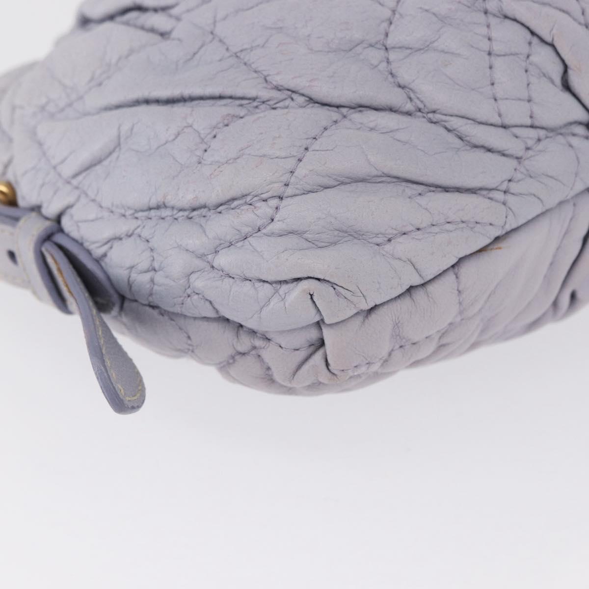 PRADA Flower Quilted Shoulder Bag Leather Gold lavender Auth 163520