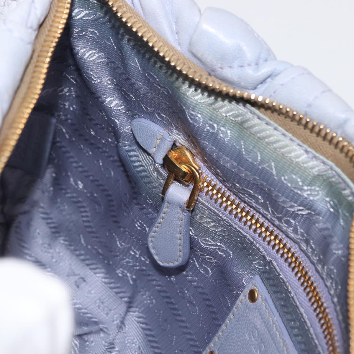 PRADA Flower Quilted Shoulder Bag Leather Gold lavender Auth 163520
