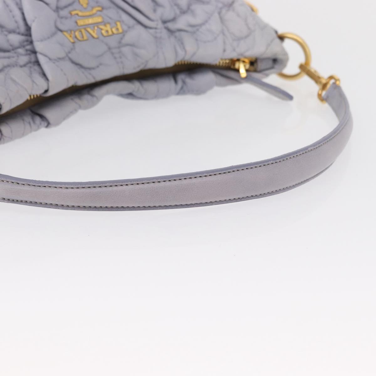 PRADA Flower Quilted Shoulder Bag Leather Gold lavender Auth 163520