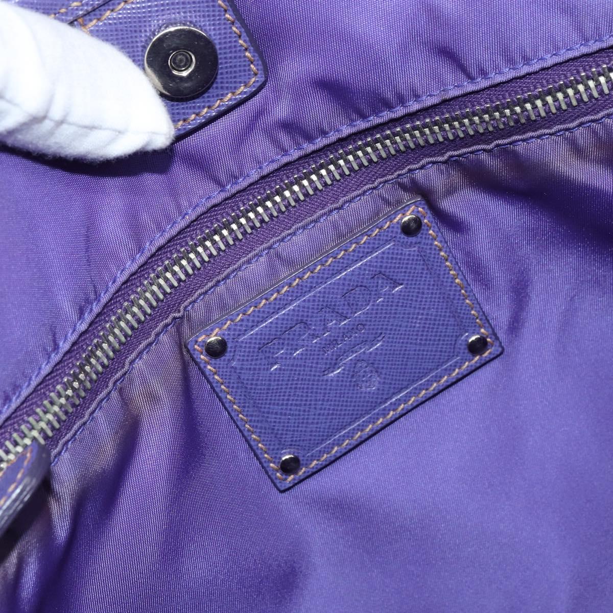 PRADA Tote Bag Nylon Purple Silver Auth 163524
