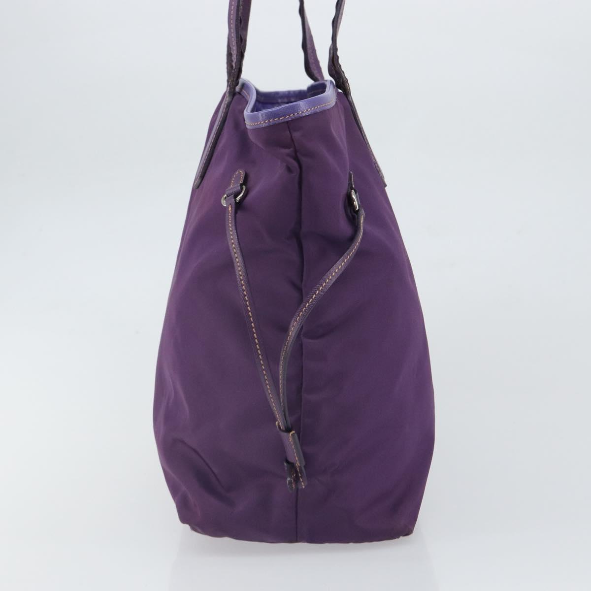 PRADA Tote Bag Nylon Purple Silver Auth 163524