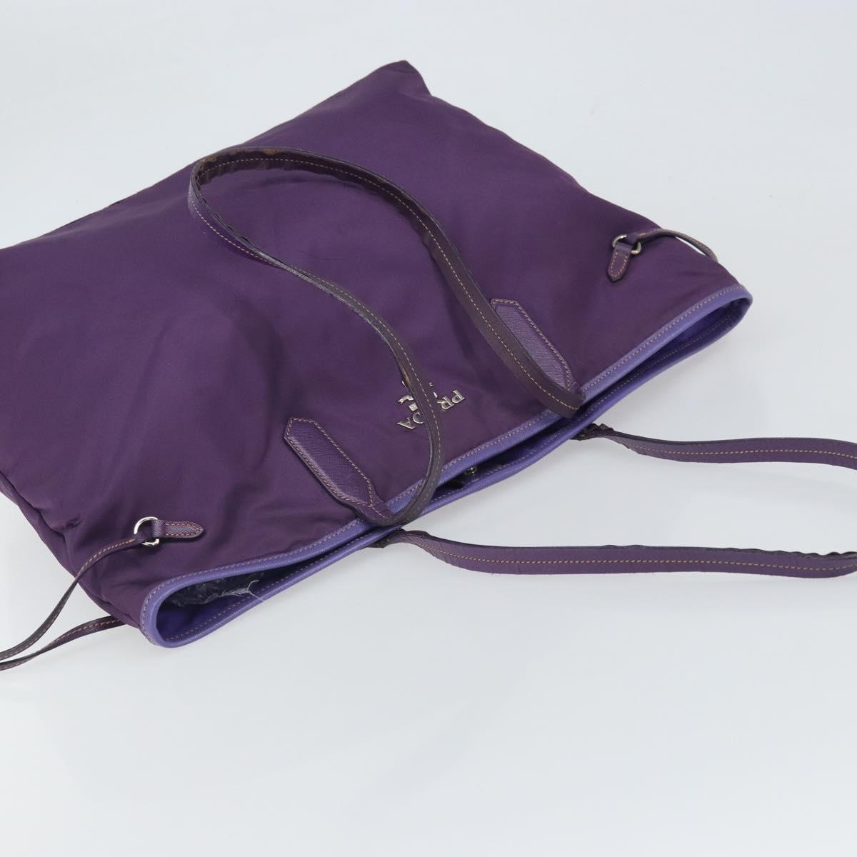 PRADA Tote Bag Nylon Purple Silver Auth 163524