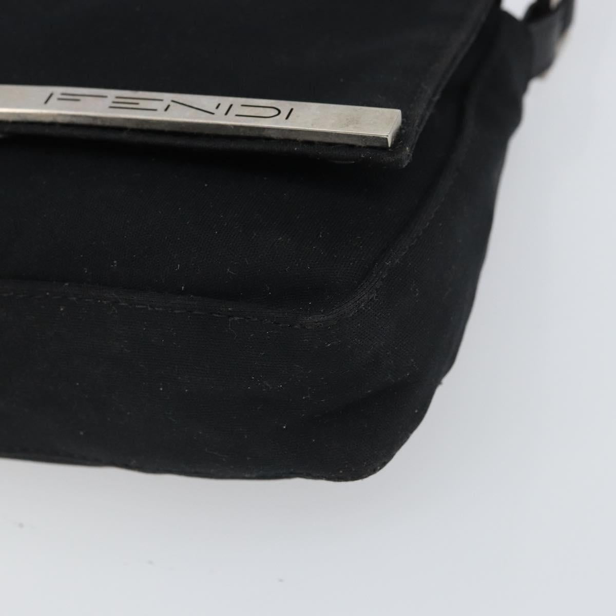 FENDI Shoulder Bag Cotton Black Silver Auth 163537