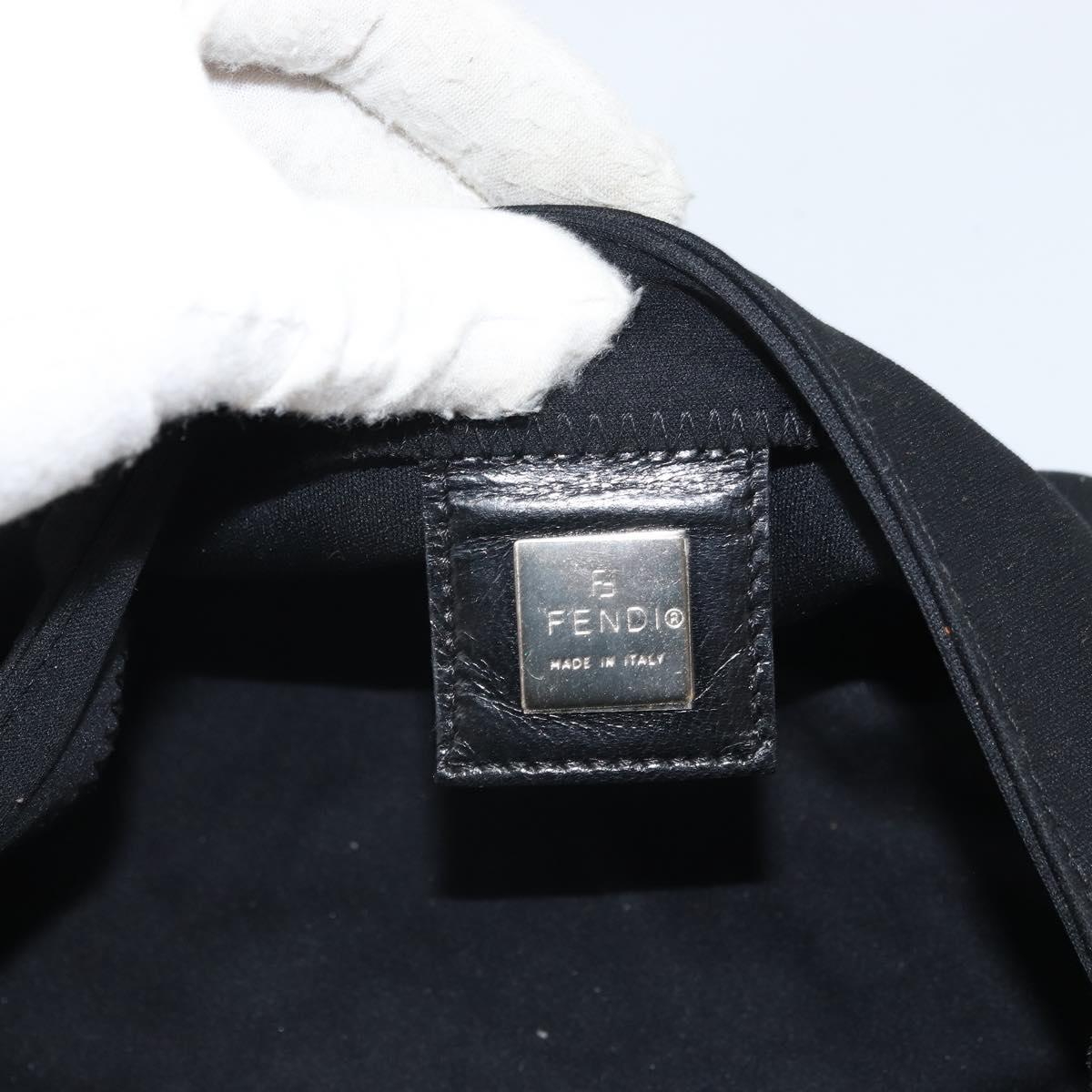 FENDI Shoulder Bag Cotton Black Silver Auth 163537