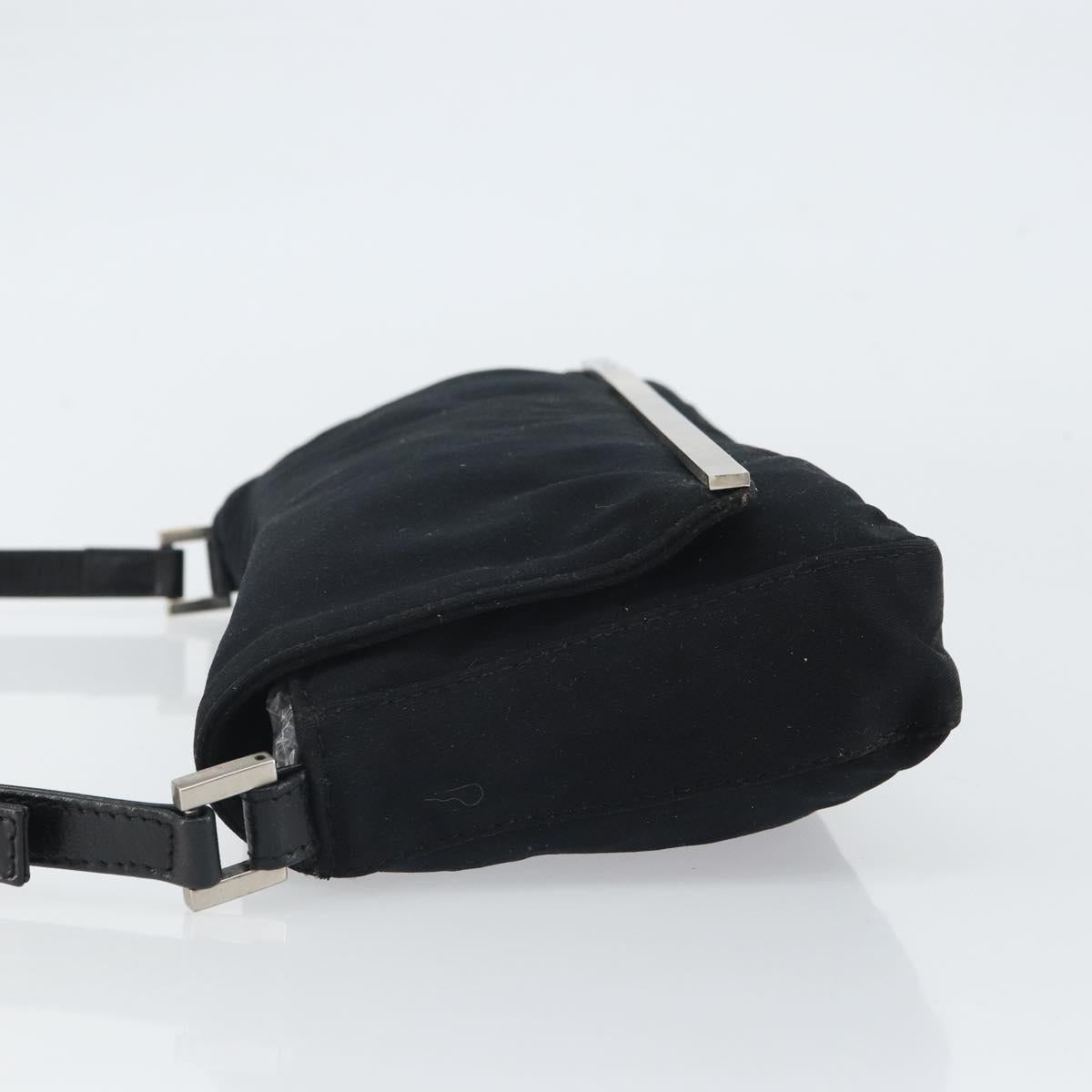 FENDI Shoulder Bag Cotton Black Silver Auth 163537