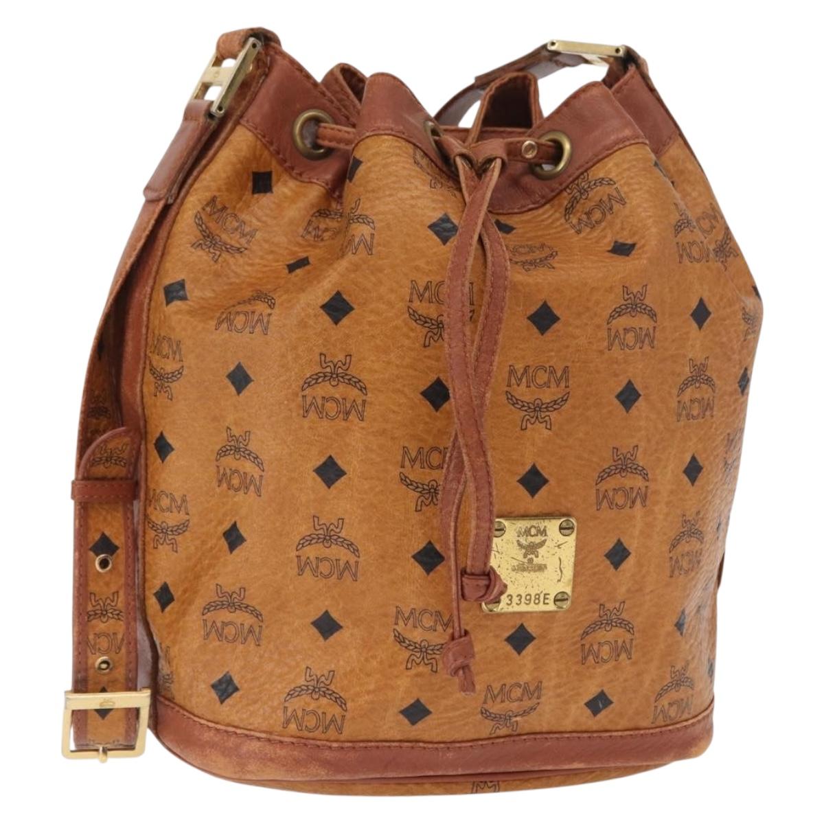 MCM Logogram Vicetos Shoulder Bag PVC Leather Brown Gold Auth 163548