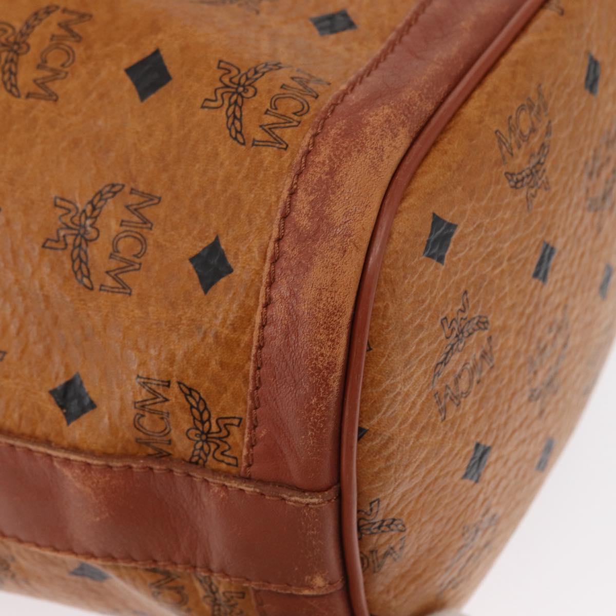 MCM Logogram Vicetos Shoulder Bag PVC Leather Brown Gold Auth 163548