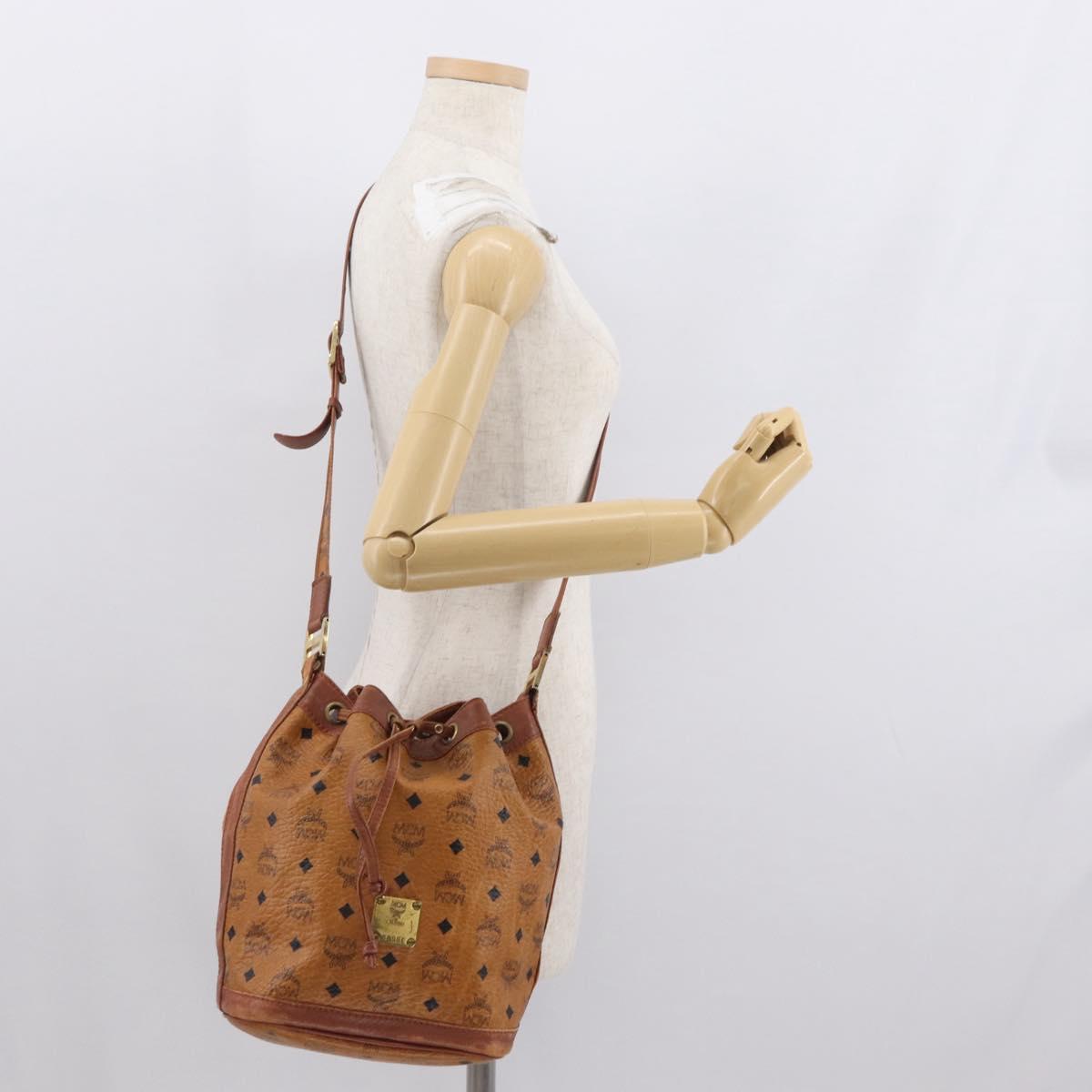 MCM Logogram Vicetos Shoulder Bag PVC Leather Brown Gold Auth 163548