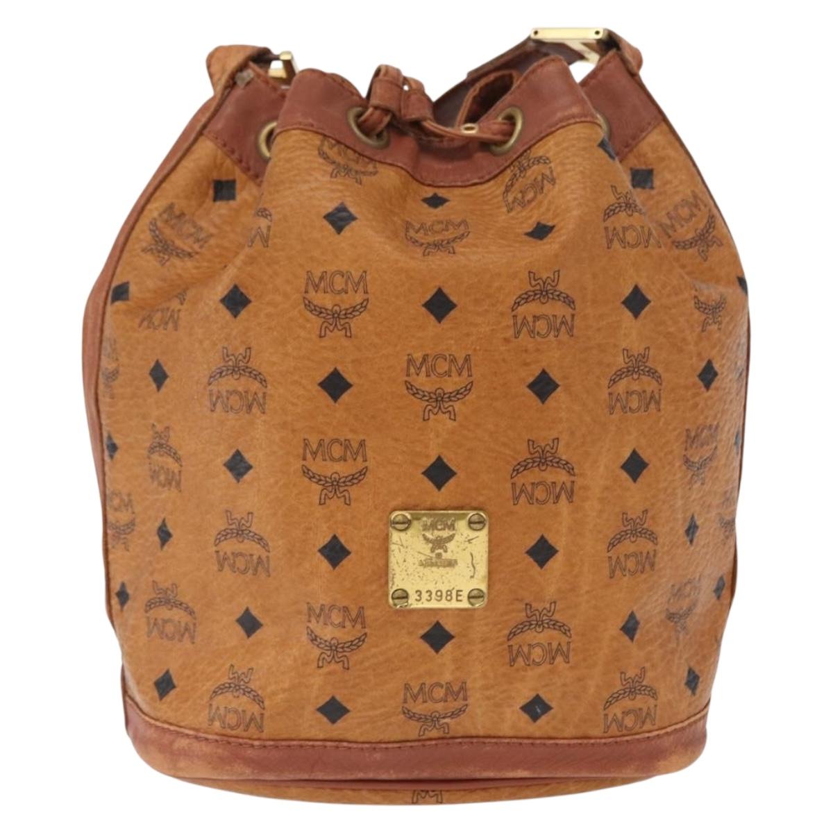 MCM Logogram Vicetos Shoulder Bag PVC Leather Brown Gold Auth 163548