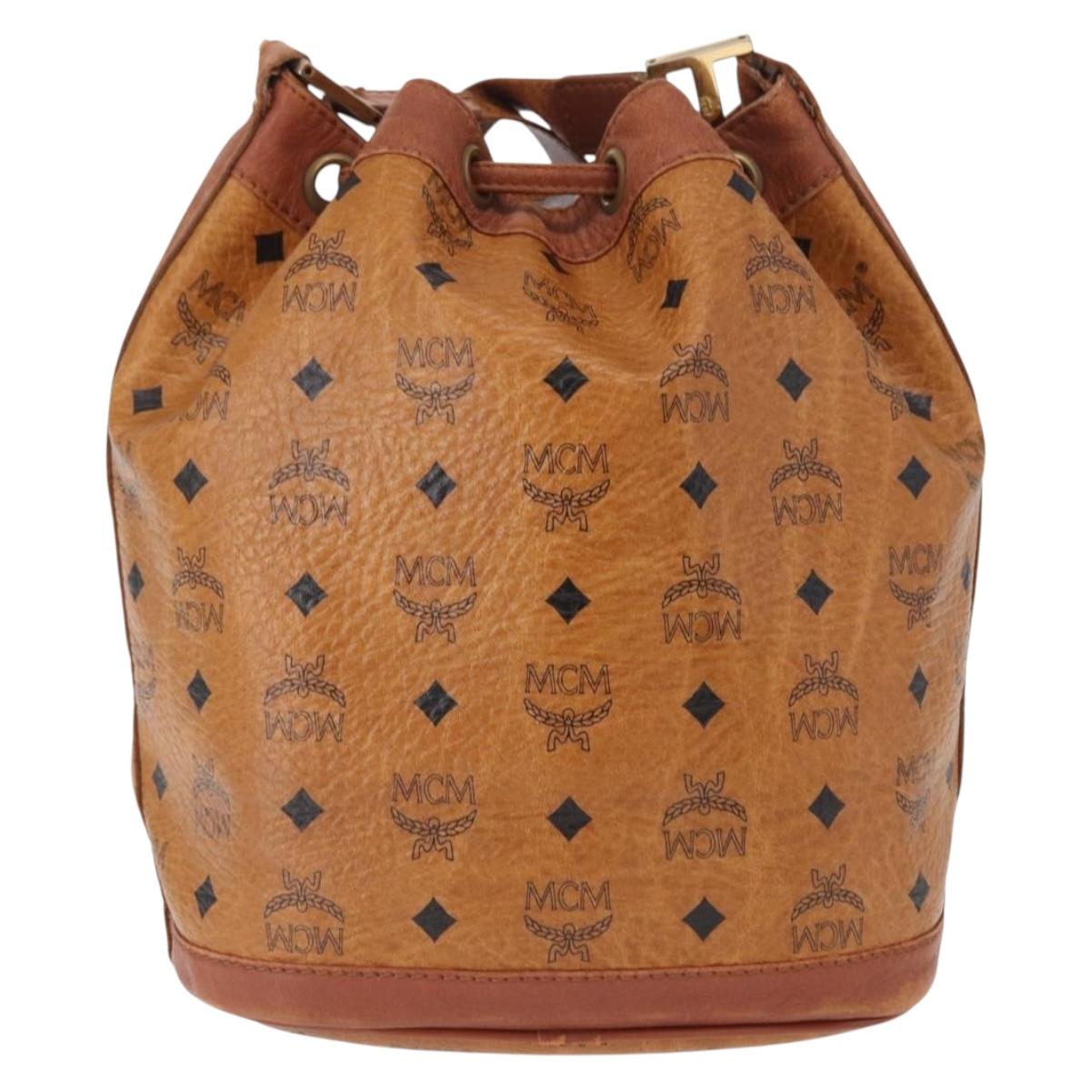 MCM Logogram Vicetos Shoulder Bag PVC Leather Brown Gold Auth 163548