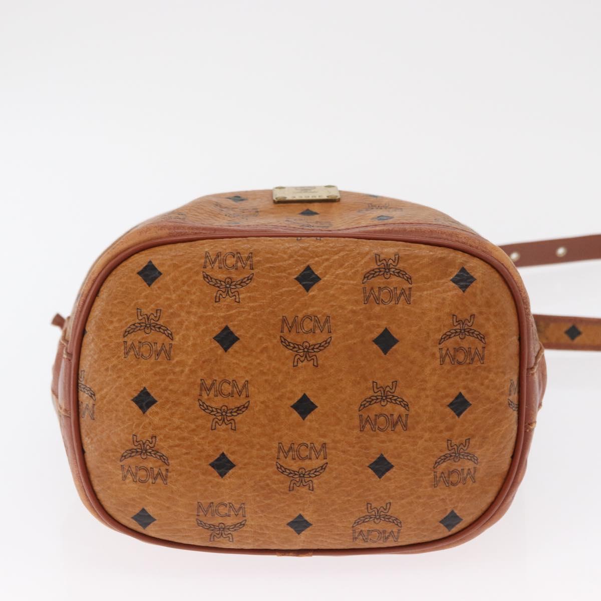 MCM Logogram Vicetos Shoulder Bag PVC Leather Brown Gold Auth 163548