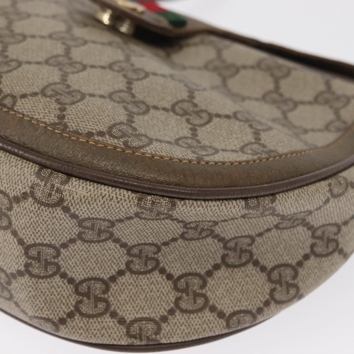 GUCCI GG Supreme Web Sherry Line Shoulder Bag PVC Beige 10 02 056 Auth 163550