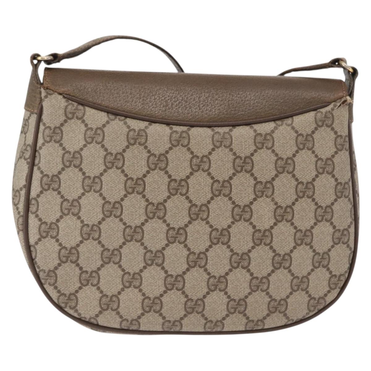 GUCCI GG Supreme Web Sherry Line Shoulder Bag PVC Beige 10 02 056 Auth 163550