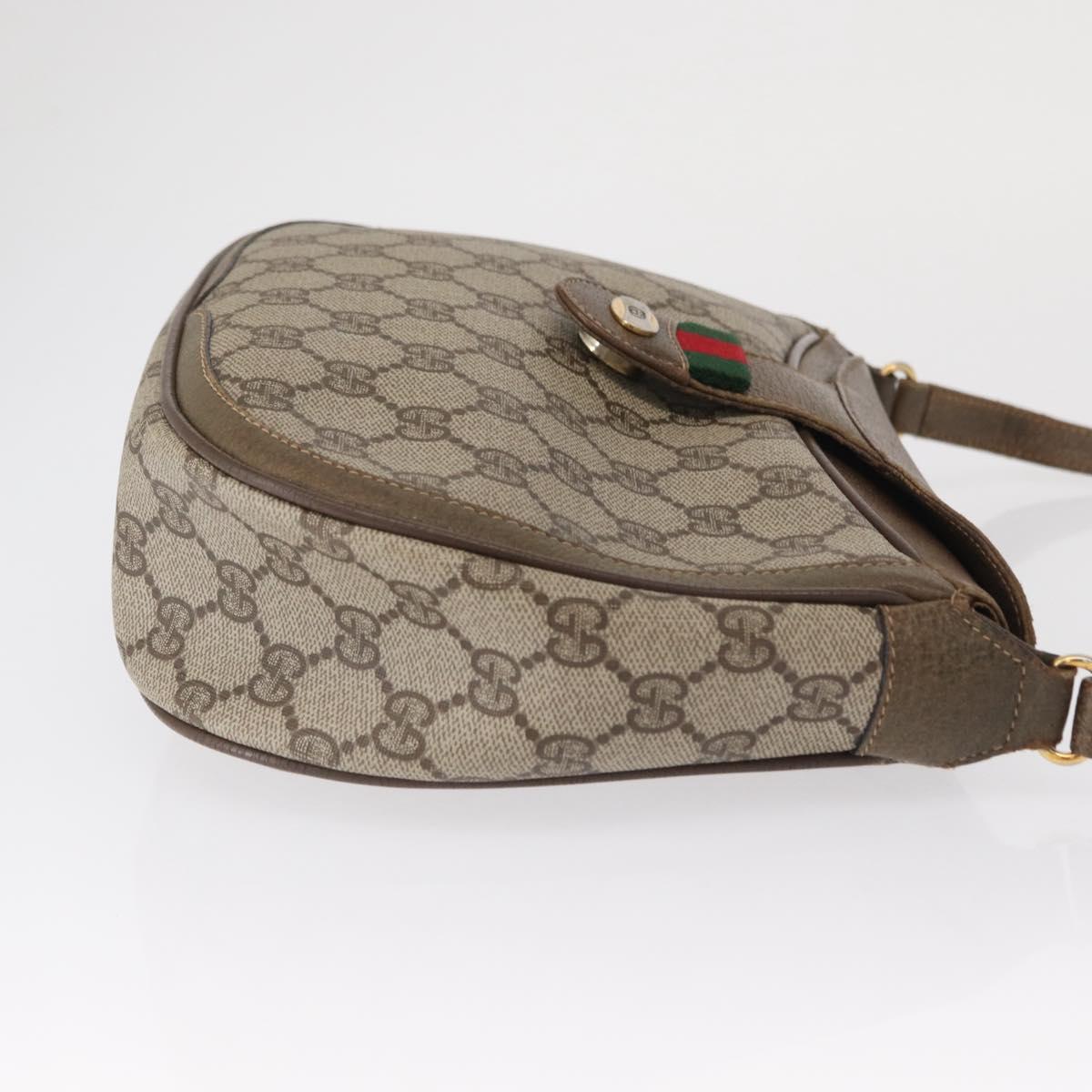 GUCCI GG Supreme Web Sherry Line Shoulder Bag PVC Beige 10 02 056 Auth 163550