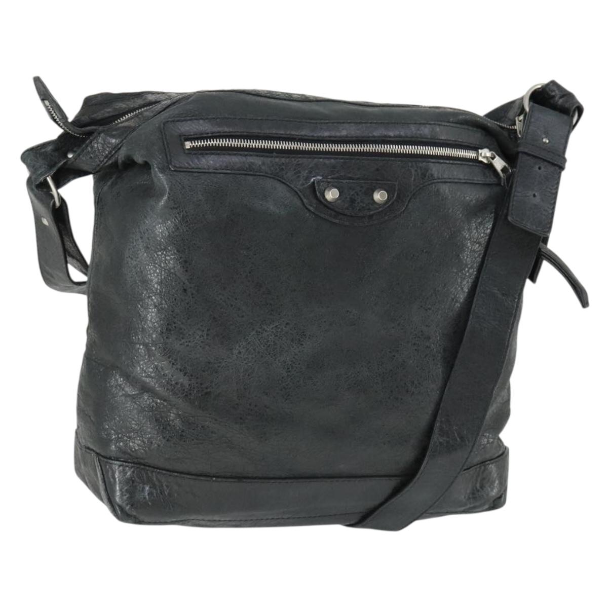 BALENCIAGA The Classic Day Shoulder Bag Leather Black 272409 Auth 163552